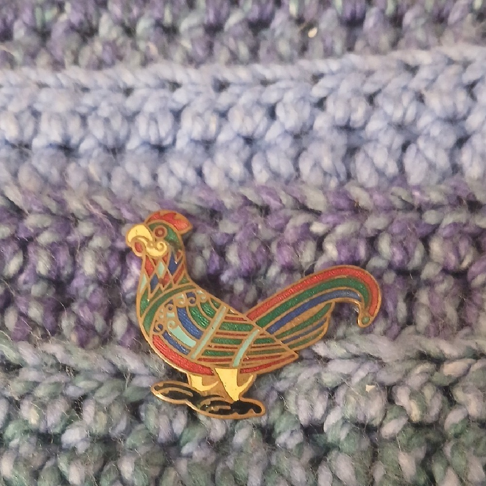 Colorful Rooster Brooch